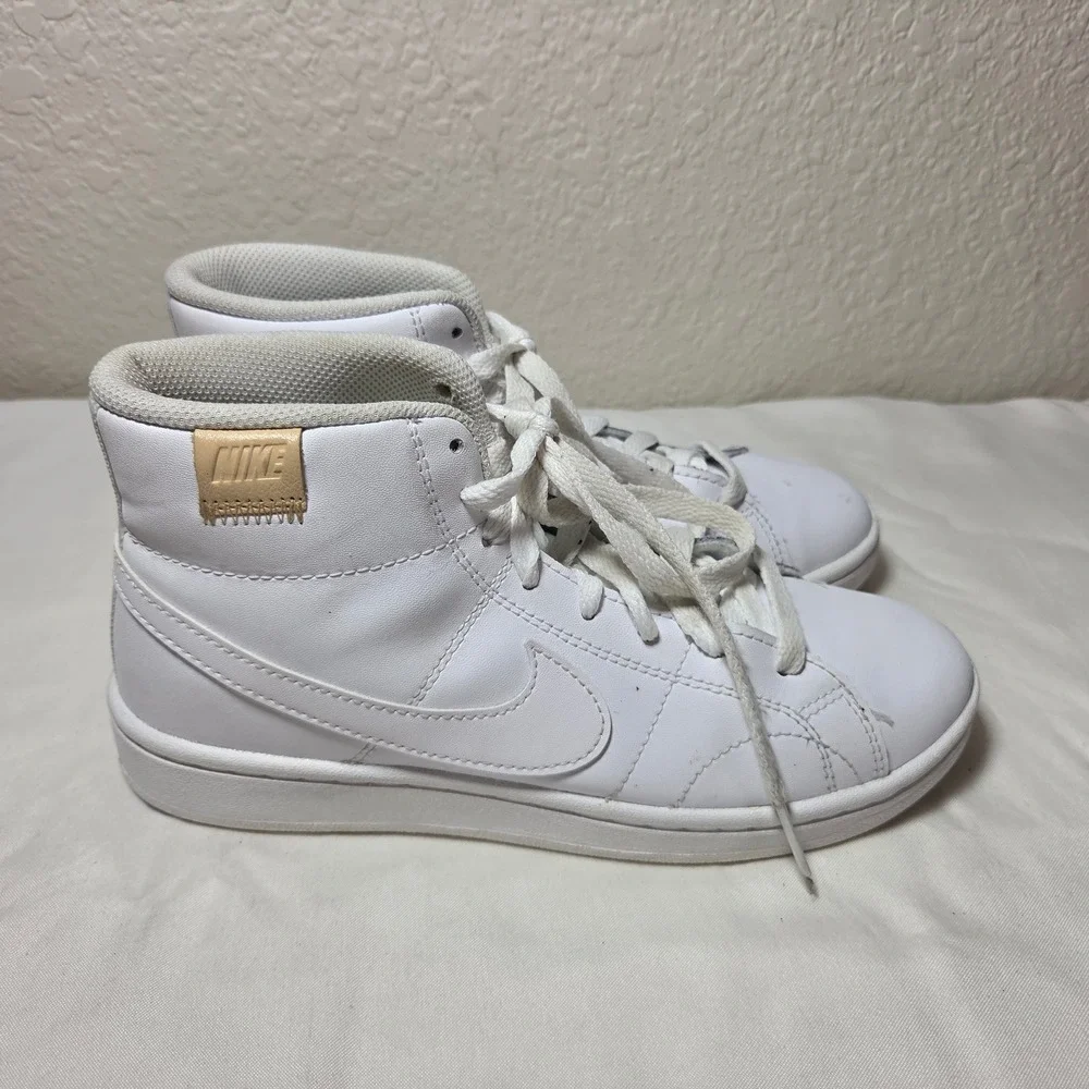 Nike Court Royale 2 Mid White Tan Leather Patch Sneakers CT1725-101 Mens 6.5